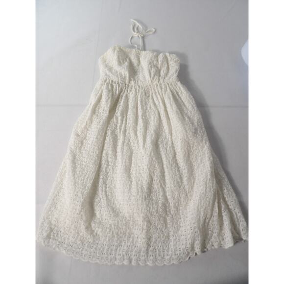 Anthropologie HD in Paris Dress 00 Mini Eyelet Halter White Cottage Core Coquett - Picture 6 of 16